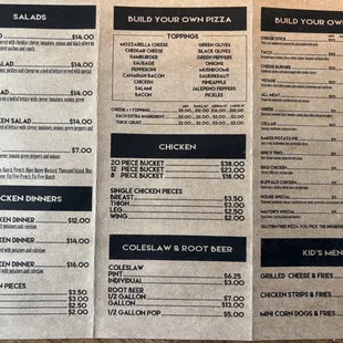 sushi and sashimi, menu