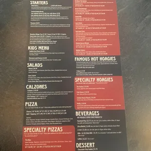 menu