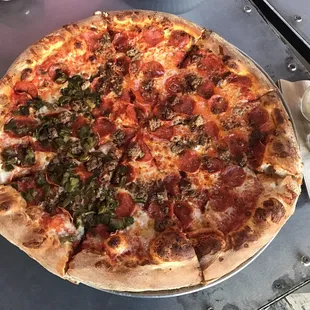 Pepperoni, meatball and green chile