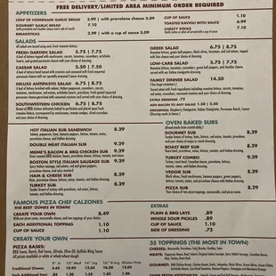 back side of takeout menu (2 of 2)