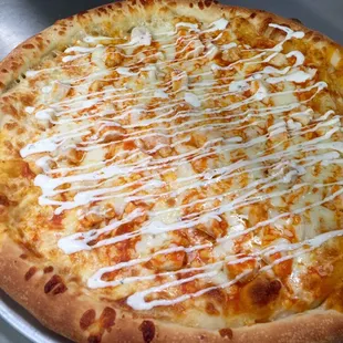 Trevor's Buffalo chicken pizza