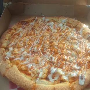 The Buffalo chicken pizza was delicious