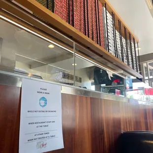 a table with a sign on it