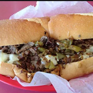 two sandwiches in a basket