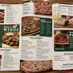 Menu with current prices