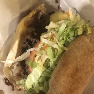 Half of a cheesesteak