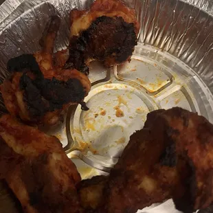 Wings were burnt and they didn't give us ranch