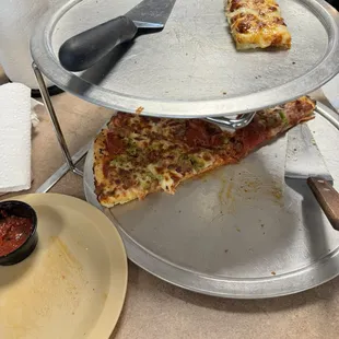 Cheese bread and supreme pizza