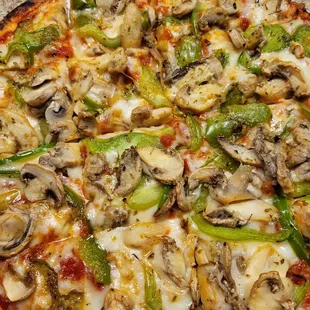 Small Pizza with Green Peppers and Mushrooms