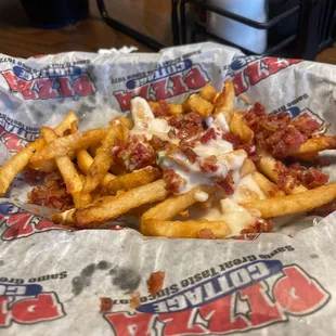 a plate of french fries