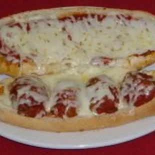 a meatball sandwich on a plate