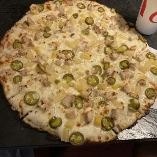 Alfredo Sauce with jalapeños pineapple chicken