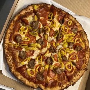 a pizza in a pizza box