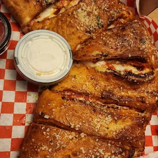 Pepperoni and chorizo calzone