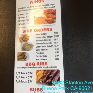 menu