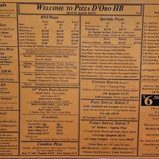 Menu - pizza