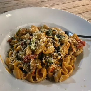 The pasta is the way to go here.