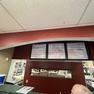 menus on the wall