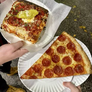 Sicilian slice (special) &amp; Pepperoni Slice