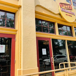 the entrance to the restaurant