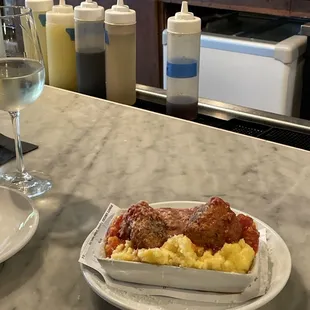 Happy hour 1/2 price wine and meatballs!