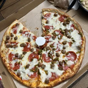 I had the pepperoni pizza with sausage and jalapeño really delicious