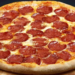  pepperoni pizza on a wooden board