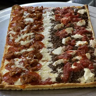 Square sausage pizza