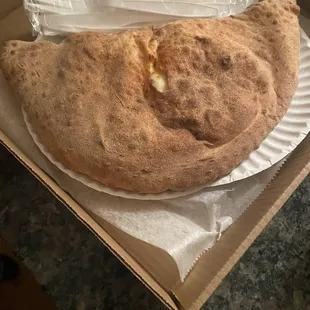 a large piece of bread in a box