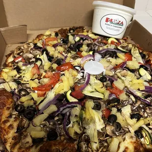 Gourmet Veggie no bell peppers (thank you for reminding me) extra mushroom!!