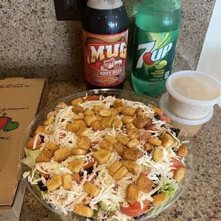 Salad and sodas