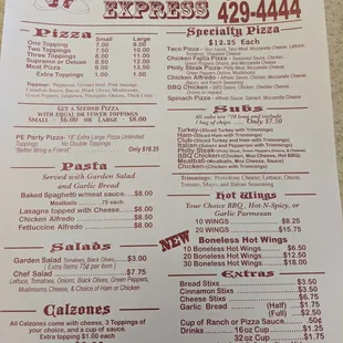 Current menu