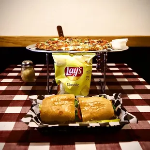 a tray of chips and a bag of chips