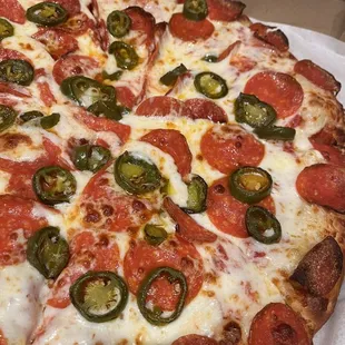 Large 2 topping pizza  Jalapeño and pepperoni