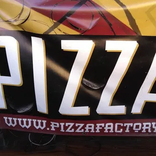a pizza sign