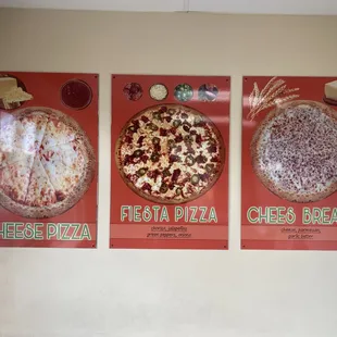 three different types of pizza