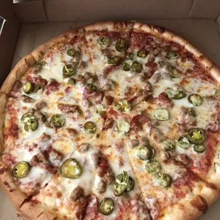 Pepperoni and sausage with jalapeños