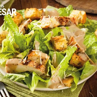 Grilled chicken Caesar (Crispy romaine lettuce, tomatoes, croutons, parmesan cheese &amp; grilled chicken)