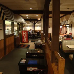 Looking towards the register and the kitchen from the back seating area.
