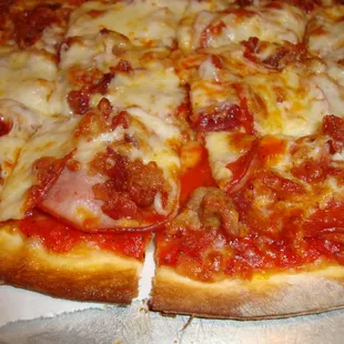 Meat Lover's Pizza, close-up.