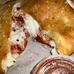 Inside cheese calzone