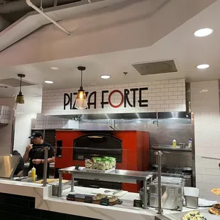 a pizza oven in a restaurant