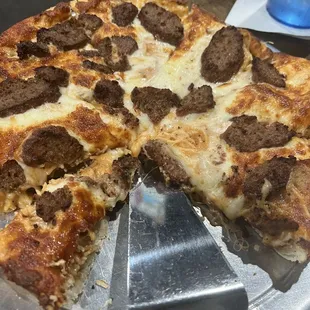 Special: crust topped with Angel hair, vodka sauce, cheese and slice meatballs. YUM!