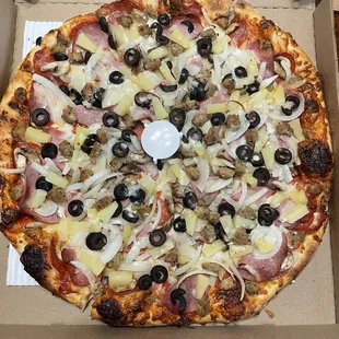 The Everything Pizza (minus jalapeños, green bell pepper &amp; anchovies.) The best pizza you'll ever have!