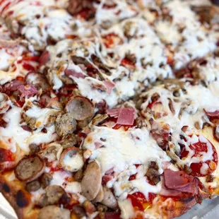 Sicilian meat lovers pizza