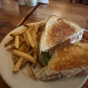 Chicken club with hand cut fries