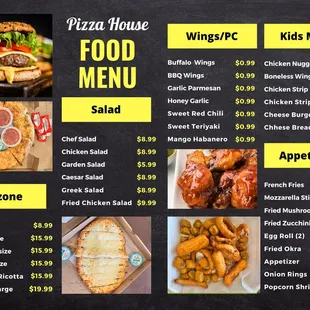 Pizza House &amp; Wings Menu
Our drive thru is open