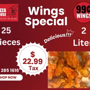 Pick your Flavor: Buffalo, BBQ, Garlic Parmesan, Honey Garlic, Mango Habanero, Sweet Teriyaki, Sweet Red ChiliPick your Flavor: Buffalo, BBQ