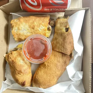 Coke was great- the All Meat Calzone should be called the All Greasy Crust with no flavor calzone. Again- thrown away after eating 1/4.