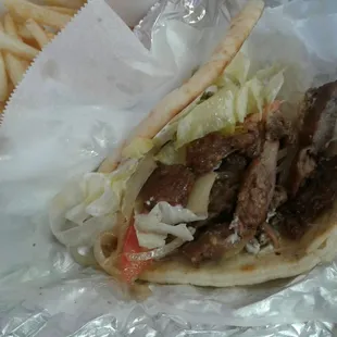 a pita and french fries